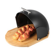 Estia Ψωμιέρα με ξύλο κοπής bamboo 37X20cm Μαύρη