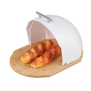 Estia Ψωμιέρα με ξύλο κοπής bamboo 37X20cm Λευκή