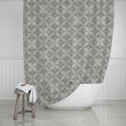 Estia Flower Life Κουρτίνα Μπάνιου Υφασμάτινη 180x200 cm Γκρι