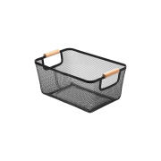 Estia Καλαθι Οργανωσησ Μεταλλικο Με Ξυλινεσ Λαβεσ 30x21x14cm Μαυρο  02-18658