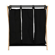 Estia Καλαθι Απλυτων Bamboo Essentials 102lt 3 Θεσεων 68x40x76cm Μαυρο  02-26967