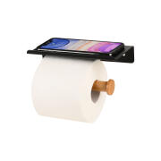 Estia Χαρτοθηκη Επιτοιχια Bamboo Essentials Με Θεση Για Κινητο Μεταλλικη Μαυρη  02-30827
