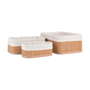 Estia Καλαθι Οργανωσησ Bamboo Essentials Me Επενδυση Σετ 3τεμ. Νεα Πλεξη  02-34580