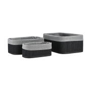 Estia Καλαθι Οργανωσησ Bamboo Essentials Me Επενδυση Σετ 3τεμ. Μαυρο  02-34603