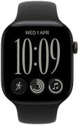 Apple Watch Series 12 Smartwatch Aluminium 42mm Αδιάβροχο με Παλμογράφο Black Aluminium with Black Sport Band S/M