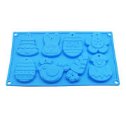 Φόρμα σιλικόνης Πασχαλινή Ζωάκια 8 θέσεων  Μπλε