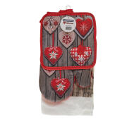 Heinner Σετ Κουζίνας 3 τεμ. Γάντι Πιάστρα και Πετσέτα κουζίνας  Καρδιά 100% βαμβάκι HR-KS3H-GREY