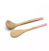 Cookut Κουτάλα Και Κουτάλα Σούπας Σετ 2 Τεμαχίων Ξύλινες Με Λαβή Marshmallow Ροζ