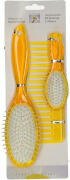 Aria Trade Σετ Βούρτσες Μαλλιών Πλαστικές 3 Τεμαχίων Κίτρινο