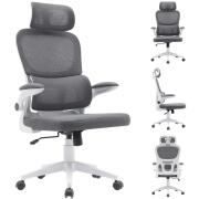 BAKAJI  Καρέκλα Γραφείου Ύφασμα Αντιιδρωτικό Γκρι Λευκή Δομή Πολυθρόνα Γραφείου  02840754