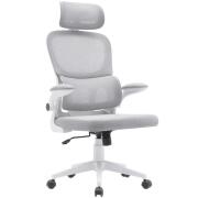 BAKAJI  Καρέκλα Γραφείου από Ύφασμα Αντιιδρωτικό Ανοιχτό Γκρι και Λευκό Πολυθρόνα Γραφείου  02840755