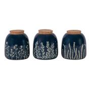 Ladelle Δοχείο Κεραμικό  Σκούρο Μπλε/ Λευκό Homespun 11Χ11Χ12Εκ. -600Ml Με Καπάκι Από Φελό