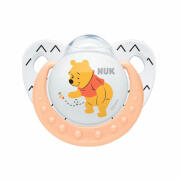 Nuk Ορθοδοντική Πιπίλα Σιλικόνης για 0-6 μηνών Trendline Winnie με Θήκη Πορτοκαλί