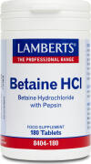 Lamberts Betaine HCL 324mg Pepsin για την Καλή Λειτουργία του Πεπτικού 180Tabs