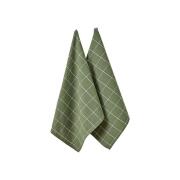Ladelle Πετσέτες Κουζίνας Βαμβακερές Πράσινες Eco Check 45x70cm - Σετ 2 Τεμαχίων
