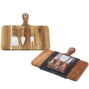 Tempa Πιατέλα Πλατώ Σερβιρίσματος Ακακίας 25X29X1.5cm Με 3 Μαχαίρια