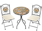 Bakaji 02841276 Σετ Πτυσσόμενο Τραπέζι και Καρέκλες με Μαξιλάρι Μωσαϊκό