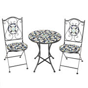 Bakaji 02841277 Σετ Τραπέζι και Πτυσσόμενες Καρέκλες Τραπεζάκι Σχεδιασμός Μωσαϊκό Μπλε