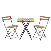 Inart Σετ 3τμχ Τραπέζι με 2 Καρέκλες Μεταλλικό/Ξύλινο Φυσικό Χρώμα 60x60x71cm 3-50-040-0002