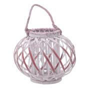 Inart Ξύλινο Φανάρι Λευκό/Κόκκινο 38x32/54cm 3-70-823-0211