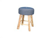 Ξύλινο Σκαμνί-Σκαμπό με Στρογγυλό Τζιν Υφασμάτινο Κάθισμα 30x42cm, 01190