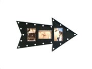Πλαστική Κορνίζα 67x37x3cm Μοντέρνα Σύνθεση σε Σχήμα Βέλος με LED για 3 Φωτογραφίες σε Μαύρο χρώμα