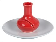 Διακοσμητικό Βάζο από Πορσελάνη σε Λευκό Πιατάκι σε Κόκκινο Χρώμα, 16x8.5cm, Arti Casa Valentine