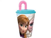 Disney Κοριτσίστικο Παγουρίνο Ποτήρι με Σπαστό καλαμάκι στο Καπάκι, 430ml 16x9cm, Frozen Elsa, 56533