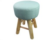 Ξύλινο Σκαμνί Σκαμπό με Υφασμάτινο Κάθισμα σε Πράσινο χρώμα, 30x30x40cm, Arti Casa 05739