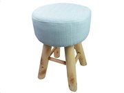 Ξύλινο Σκαμνί Σκαμπό με Υφασμάτινο Κάθισμα σε Μπλε χρώμα, 30x30x40cm, Arti Casa 05740