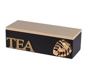 Ξύλινο Κουτί Αποθήκευσης για φακελάκια τσαγιού με 3 θέσεις σε Μαύρο χρώμα, 22.5x8x7 cm, Tea box