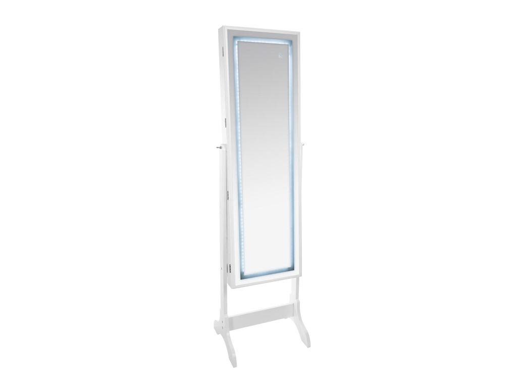 Ολόσωμος καθρέφτης Μπιζουτιέρα Κοσμηματοθήκη με αποθηκευτικό χώρο σε Λευκό χρώμα, 47x37x155.7 cm