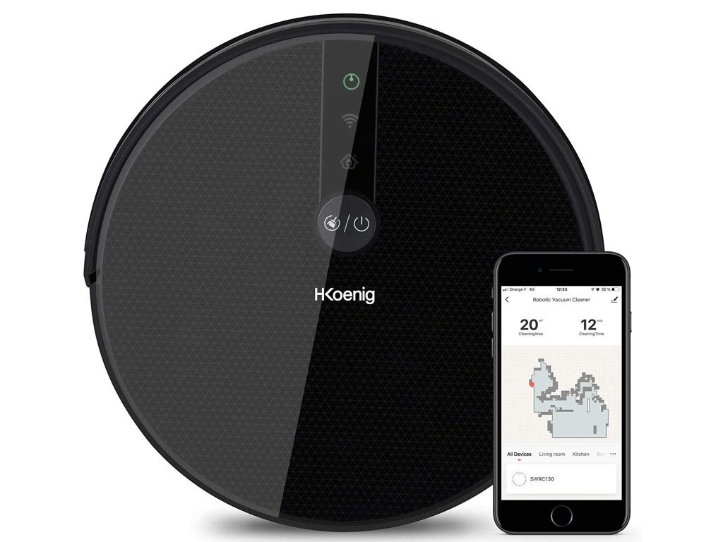 H.Koenig Ηλεκτρική Αυτόνομη Σκούπα Σφουγγαρίστρα Ρομπότ Gyro+ με φίλτρο HEPA Wi-Fi SWRC130