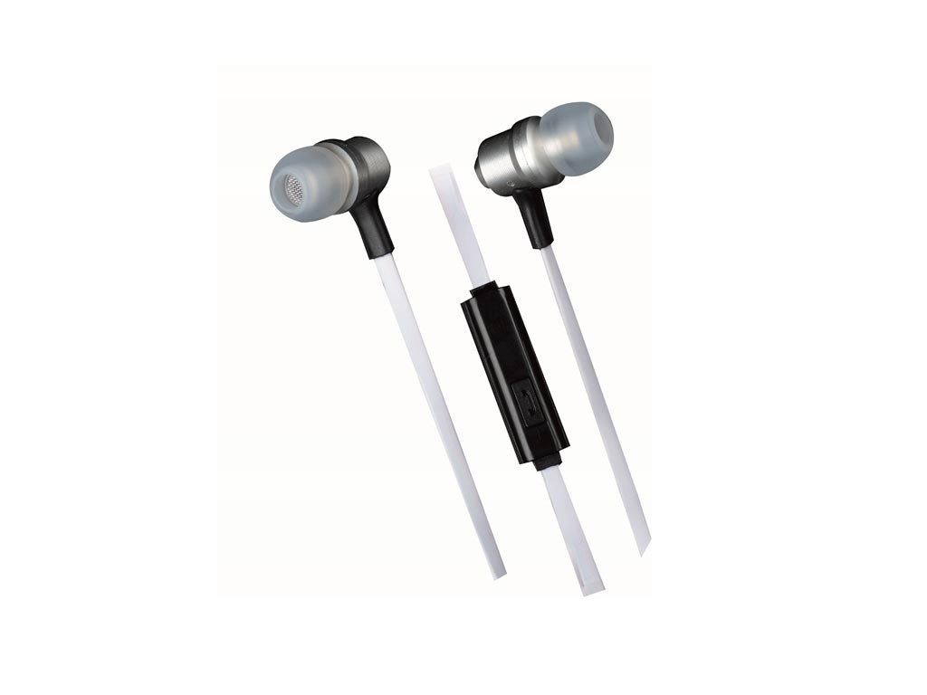 Grundig Ακουστικά με ενσωματωμένο Μικρόφωνο, Flat καλώδιο σε λευκό χρώμα και θήκη αποθήκευσης
