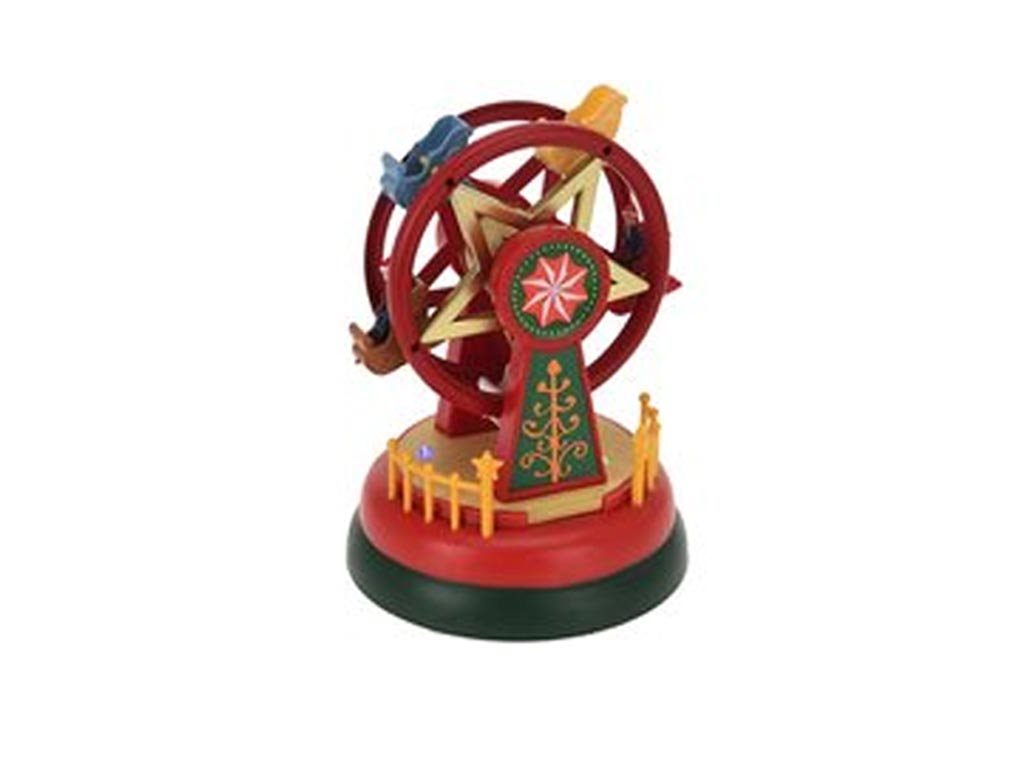 Aria Trade Χριστουγεννιάτικο Διακοσμητικό Kαρουζέλ με Κίνηση Φωτισμό Led 11.5x11.5x16 cm, Christmas Scene Wheel