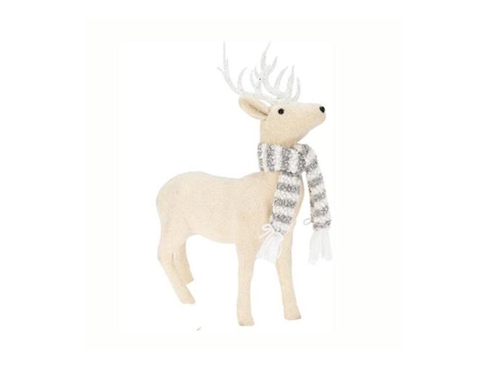 Aria Trade Επιτραπέζιος Διακοσμητικός Τάρανδος σε Λευκό και ασημί χρώμα 35x15x47 cm, Reindeer Σχέδιο 1