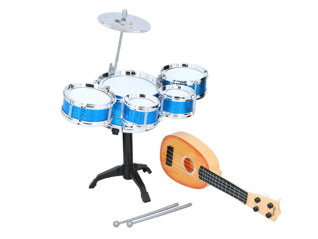 Eddy Toys Σετ παιδικά μουσικά όργανα Παιδικά Ντραμς Drums και κιθάρα, 2 σε 1, 40x24x44 cm