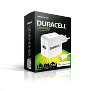 Duracell Φορτιστής Ταξιδιού με Έξοδο USB 2.4Α & Καλώδιο MFI Lightning 1m Λευκό