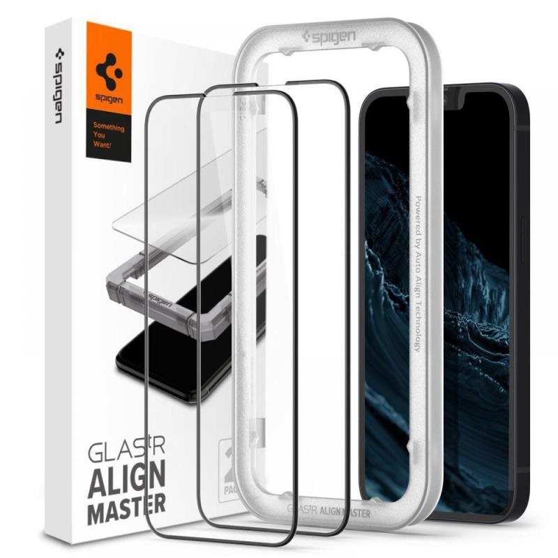 Tempered Glass Full Face Spigen Glas.tR Align Master Apple iPhone 13 mini Μαύρο (2 τεμ.)