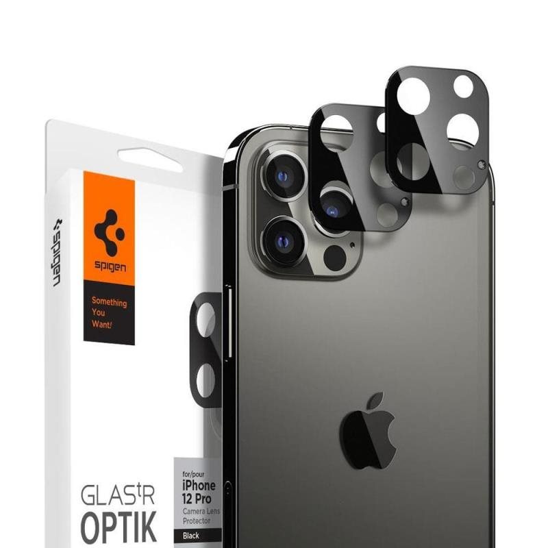 Tempered Glass Full Face Spigen Glas.tR Optik για Τζαμάκι Κάμερας Apple iPhone 12 Pro Μαύρο (2 τεμ.)