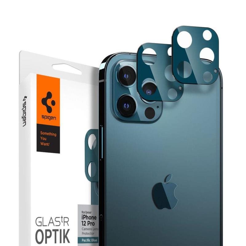 Tempered Glass Full Face Spigen Glas.tR Optik για Τζαμάκι Κάμερας Apple iPhone 12 Pro Μπλε (2 τεμ)