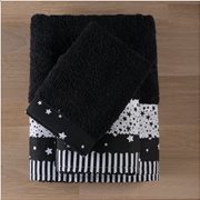 White Fabric Πετσέτα Patchwork Μαύρη Μπάνιου