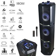 Akai DJ-4308A Φορητό ηχείο Bluetooth με μίκτη, LED, ασύρματο μικρόφωνο, διπλό USB – 180 W RMS