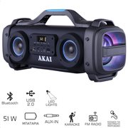 Akai ABTS-SH01 Φορητό ηχείο Bluetooth karaoke με LED, USB και Aux-In - 51 W