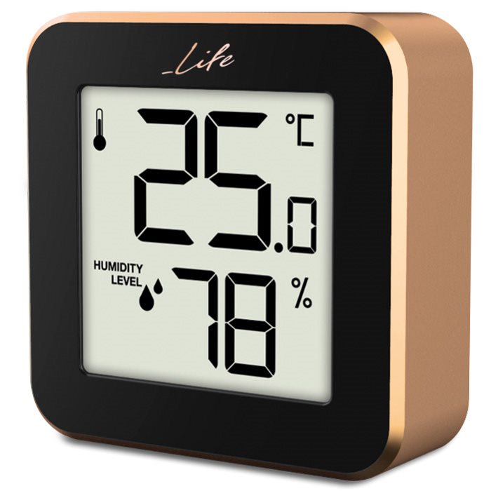 LIFE Ψηφιακό θερμόμετρο και υγρόμετρο εσωτερικού χώρου, LIFE Alu Mini ROSE GOLD