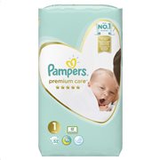 Pampers Premium Care Πάνες Value Pack Newborn Μέγεθος 1 (2-5 kg) 52 Πάνες 81689698