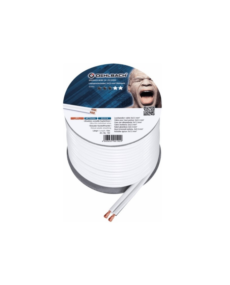 Oehlbach Speaker Wire SP-25 Καλώδιο Ηχείων 2 x 2.5 mm² 10m Λευκό