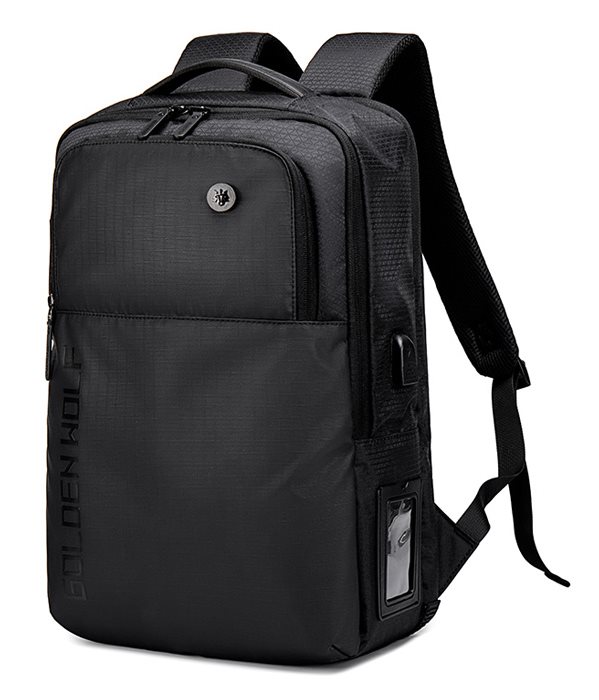 GOLDEN WOLF τσάντα πλάτης GB00399 με θήκη laptop 15.6" 20L μαύρη