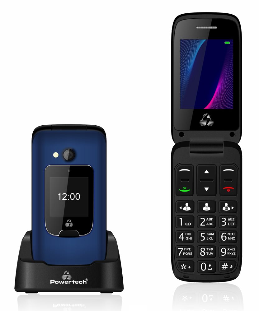 POWERTECH κινητό τηλέφωνο Sentry Dual III 2 οθόνες SOS Call μπλε