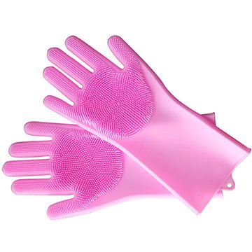 Γάντια Σιλικόνης  Σφουγγάρι Ροζ σετ 2 τεμ.